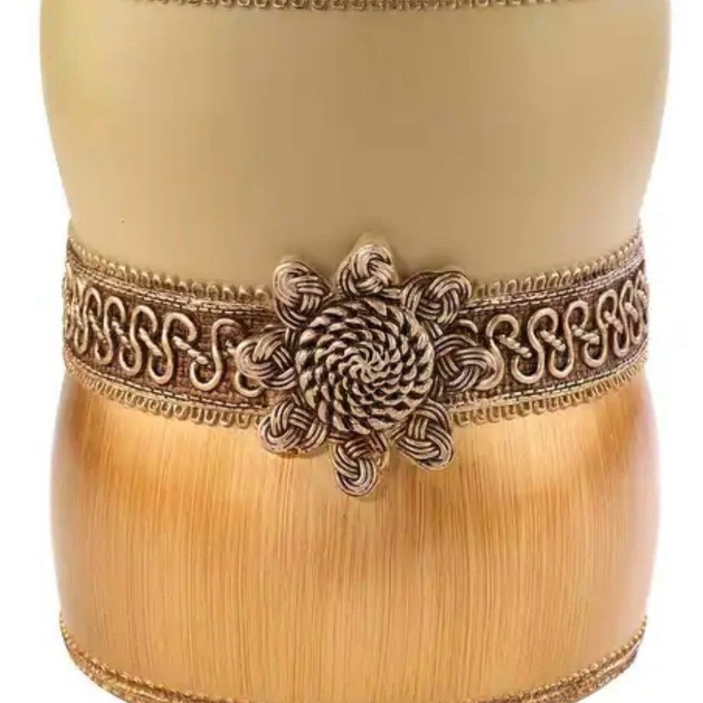Avanti Cream and Gold Accent Wastebasket